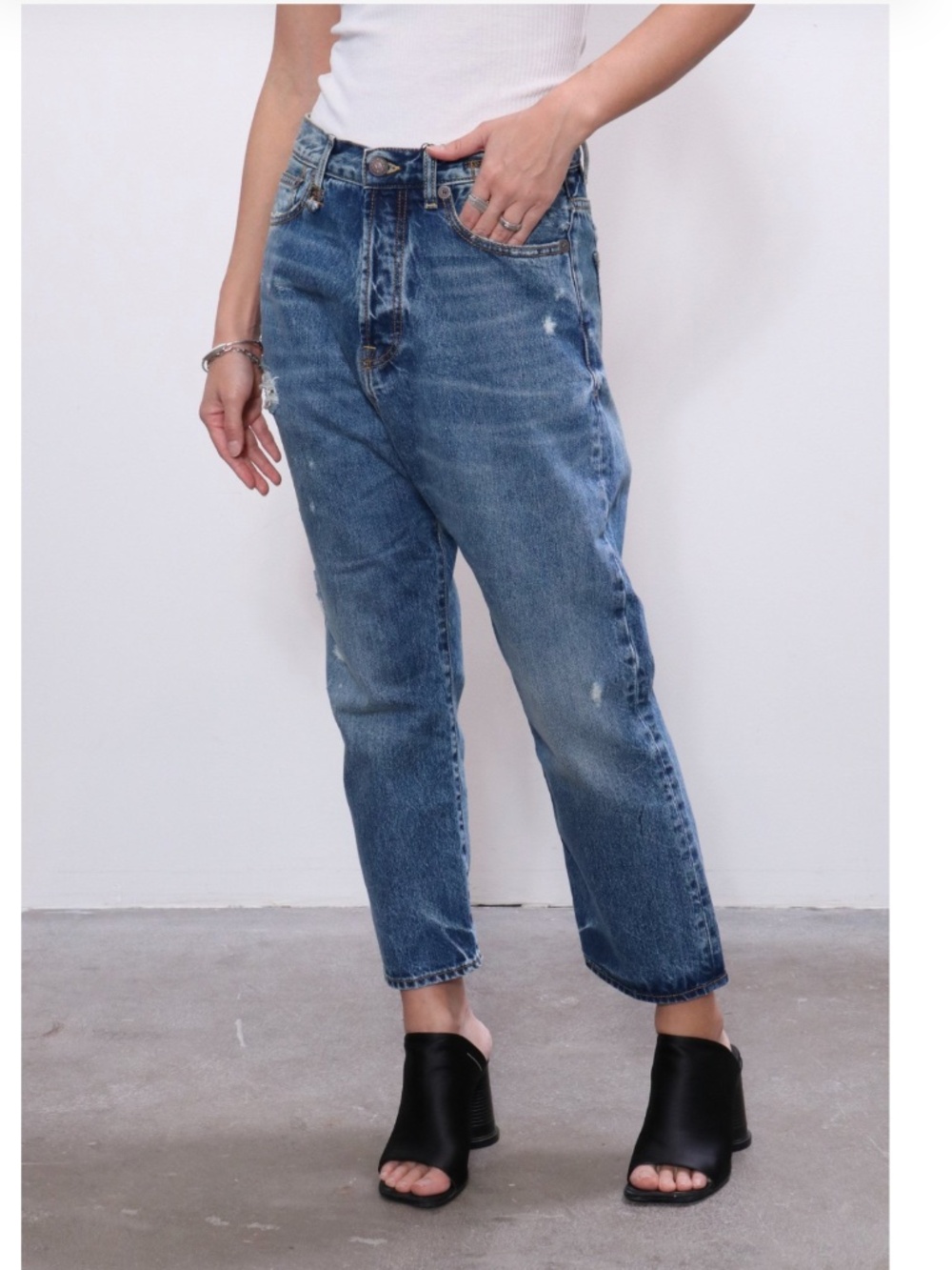 R13 Tailored Drop Denim Jean in Bain wash - 27 - Picture 4 of 17